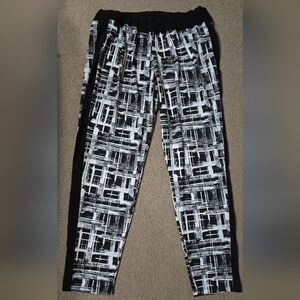 Black and White Patterned Women's Trousers